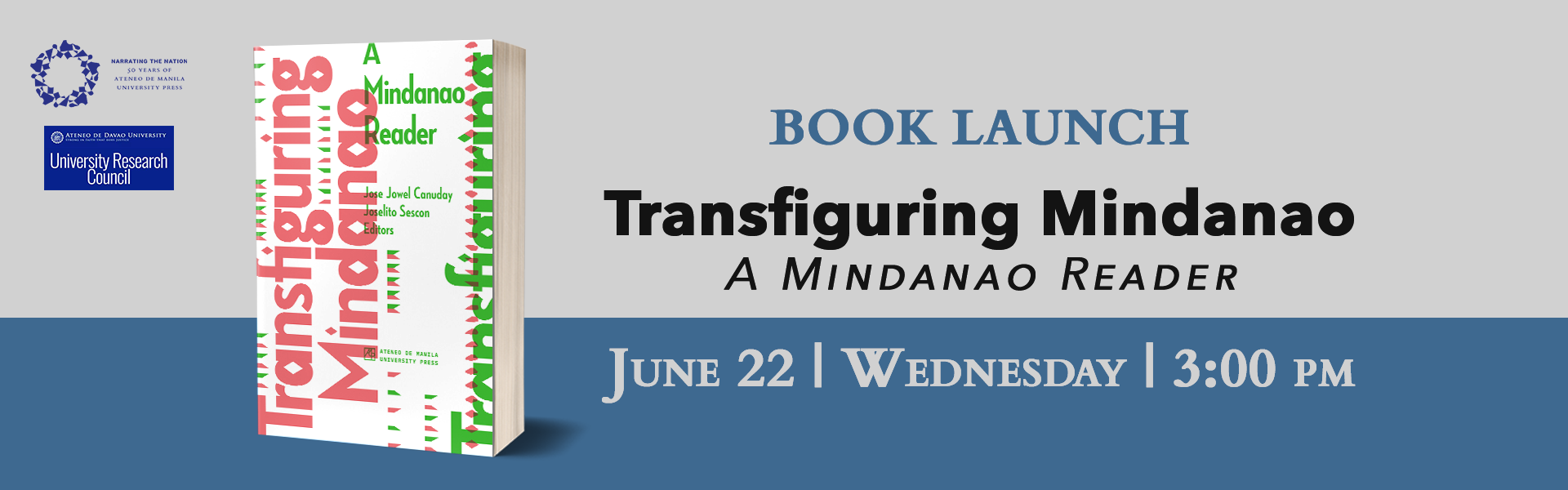 Book Launch: Transfiguring Mindanao, A Mindanao Reader