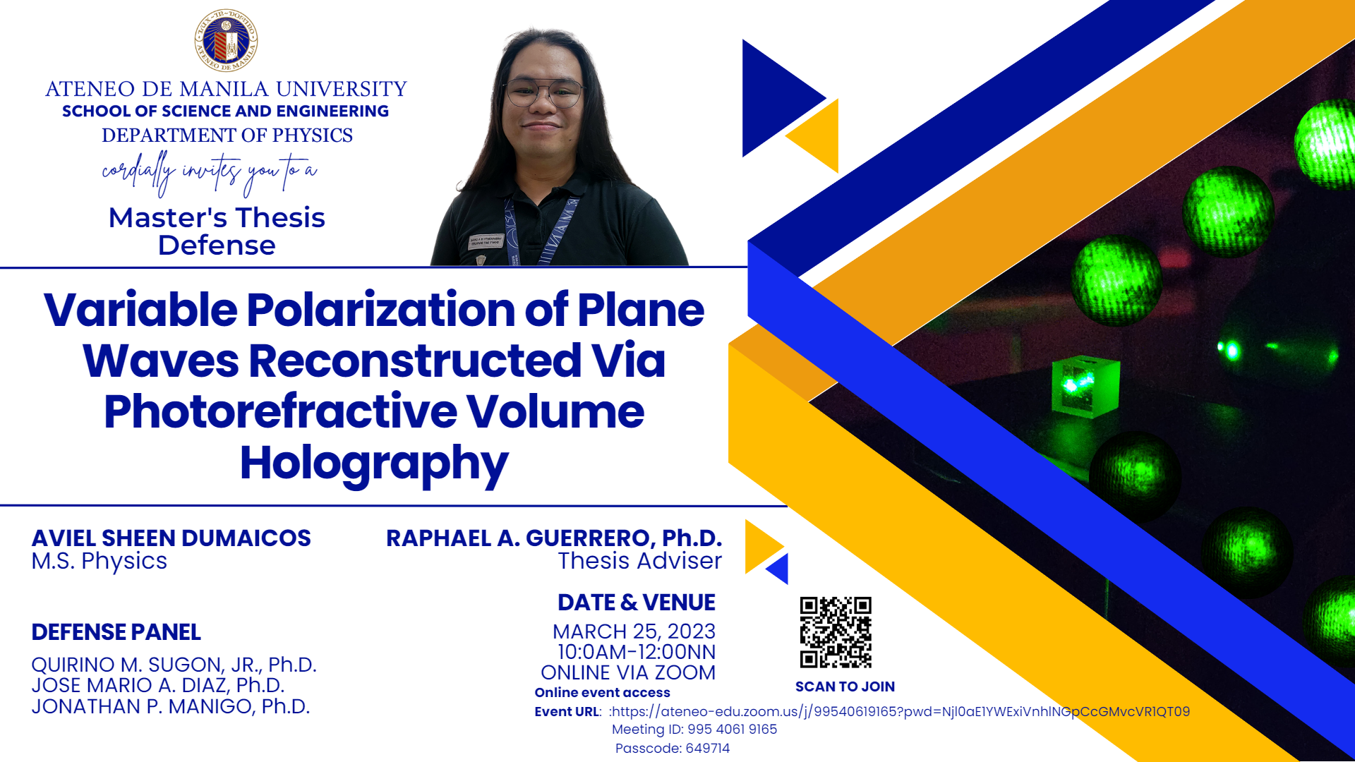 Thesis Defense - Dumaicos (MS Physics)