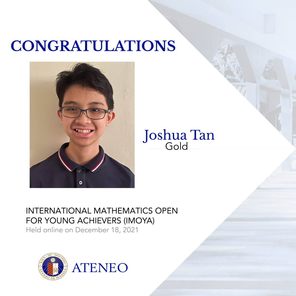 IMOYA gold awardee Joshua Tan