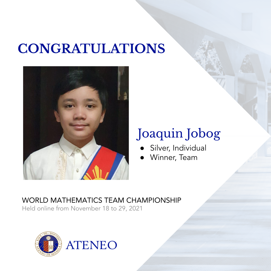 WMTC silver awardee Joaquin Jobog 