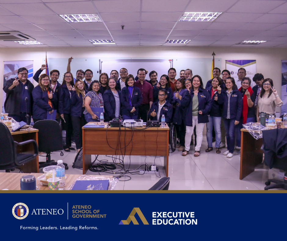 (In photos: Former Senator Antonio “Sonny” F. Trillanes IV, ASoG Professor of Praxis; Ms. Reina Pelayo-Lino, ASoG Executive Education Program Head; Dr. Milflores Victoria Tantoco-De Leon, Action Officer, Strategic Human Resource Unit; and QC-LGU training participants.)