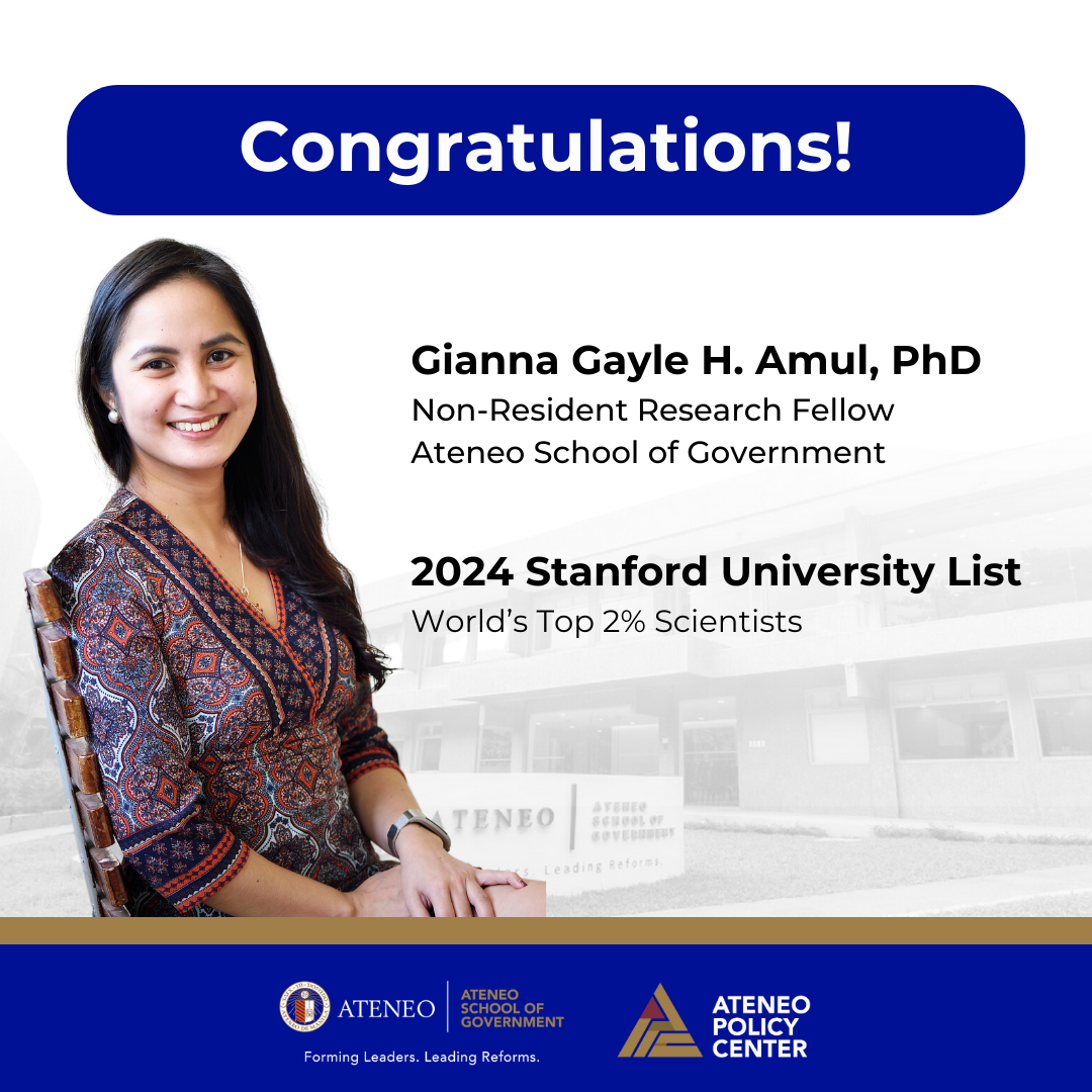 Ateneo School of Government Fellows Recognized As Part Of The 2024 Stanford University List of the World's Top 2% Scientists