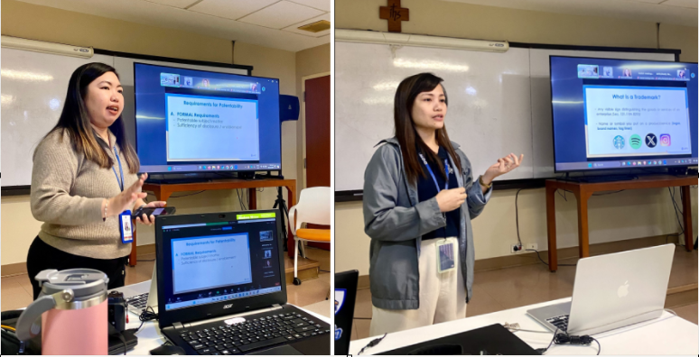 Image: Ms Madielaine Fatallo discussed Patents, Utility Model and Industrial Designs, while Ms Charity Maquiling highlighted the importance of Trademarks during the  Intellectual Property Lecture