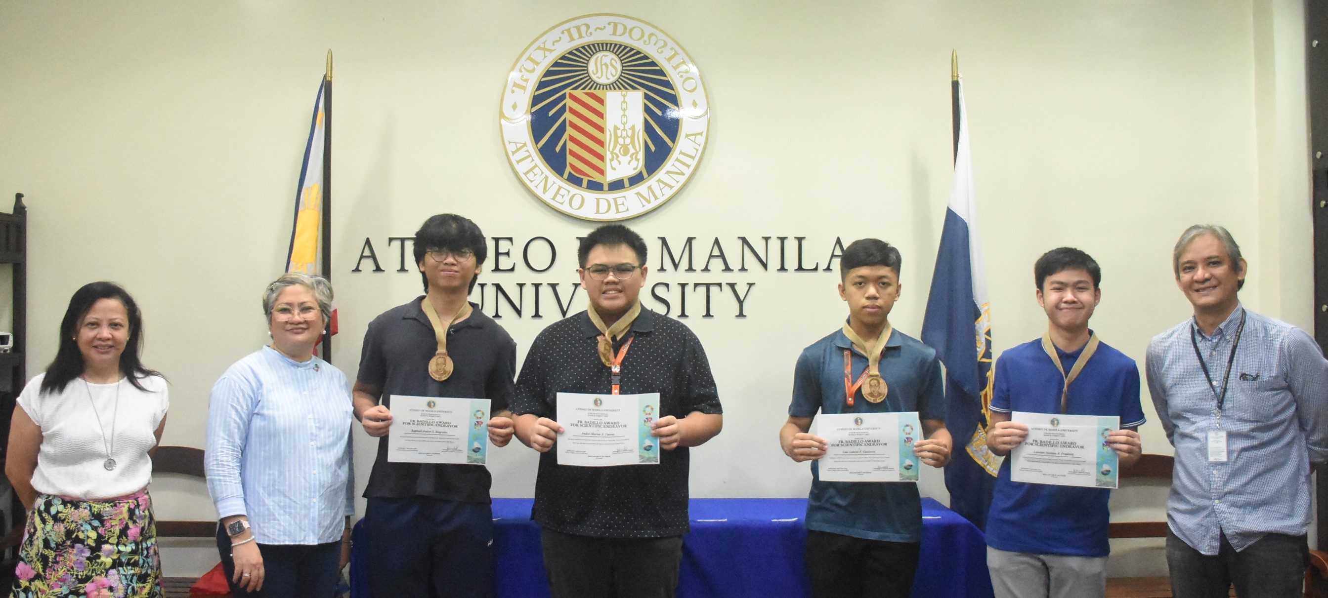 (L-R) Jovy Bactad, Malou Antonio, Raph Magcalas, Drei Cuevas, Luis Gutierrez, Enzo Prudente, Jonny Salvador