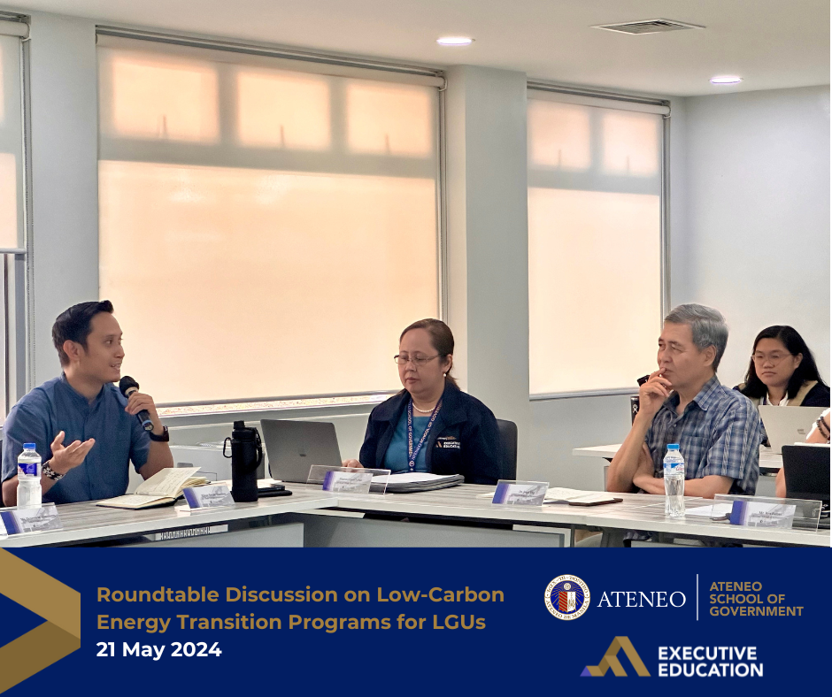 ASoG  Hosts Roundtable Discussion on Low-Carbon Energy Transition Programs for LGUs with Tara Climate Foundation and Other Government Agencies