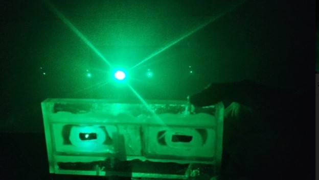 Diffracted laser light from the chitosan grating