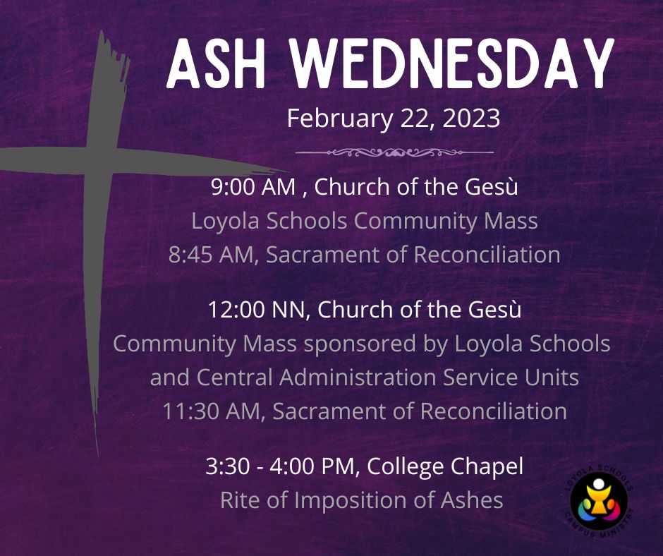Ash Wednesday offerings at the Loyola Schools, Ateneo de Manila University