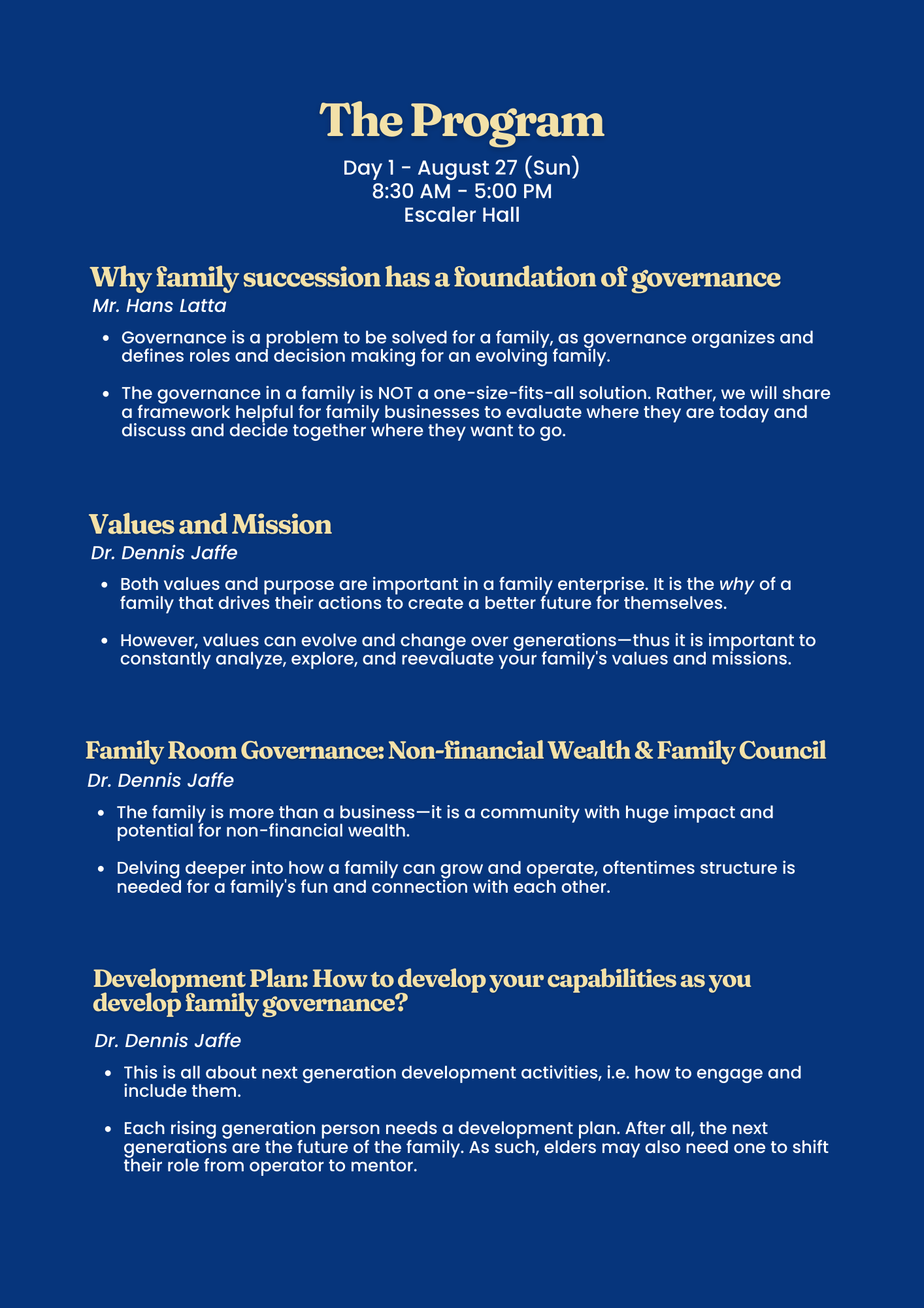 Workshop Day 1 program schedule