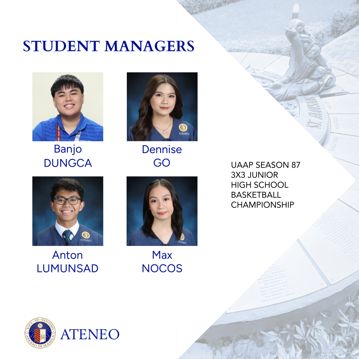 The JHS Blue Eagles' student managers