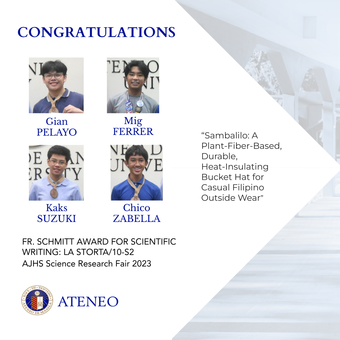 The Fr. Schmitt Award winners  