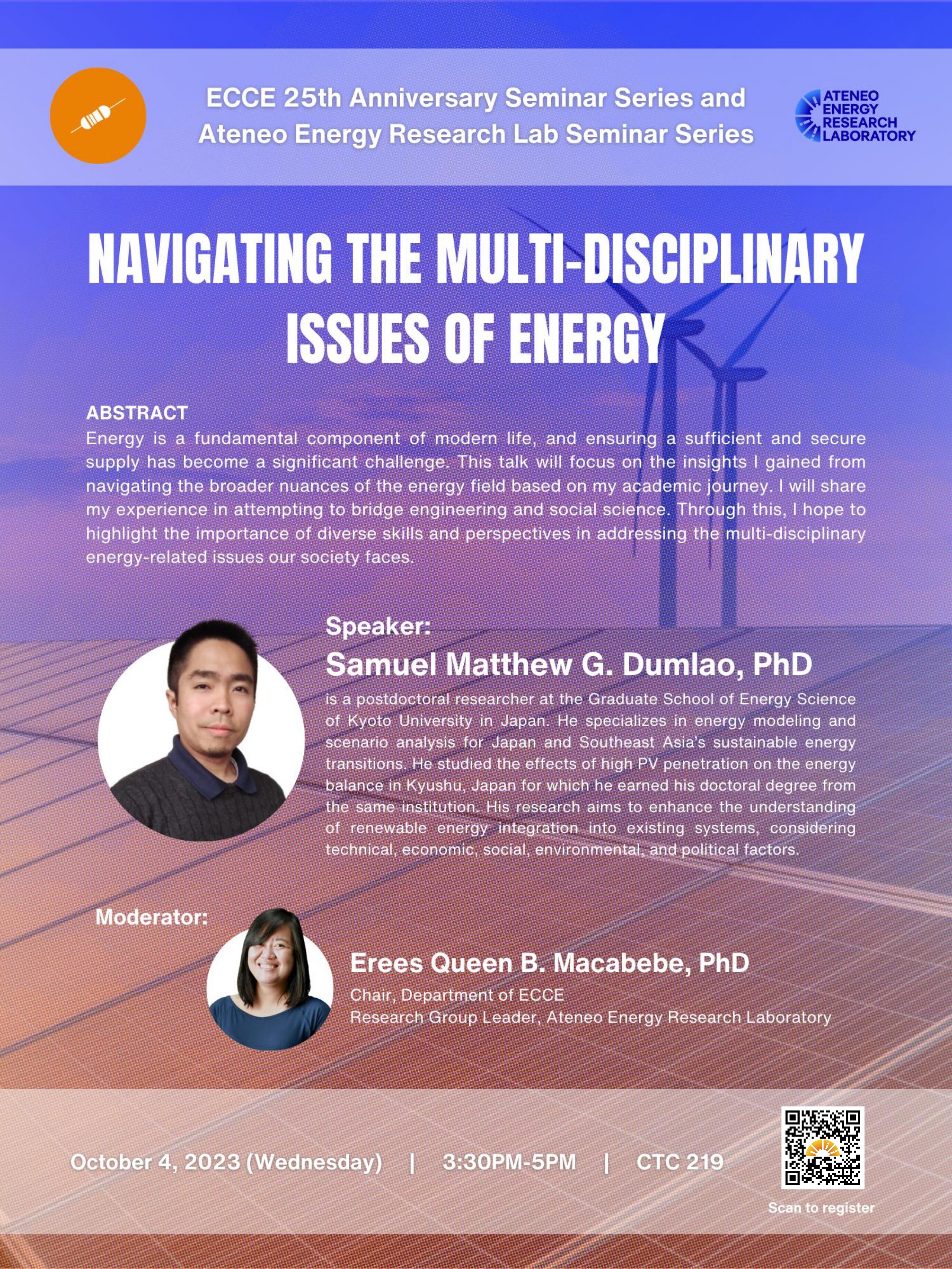 Ateneo Energy Research Lab Seminar 2324-1 Poster