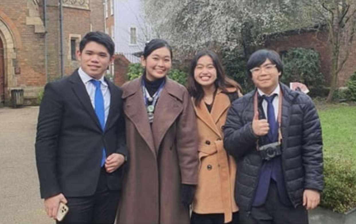 (L-R) Sean Cuevas, Alshana Almeda, Daniella Barbacena, and Kiel Mirandilla were the first Ateneans to represent the Philippines at Oxford Schools Finals Day in March 2023.