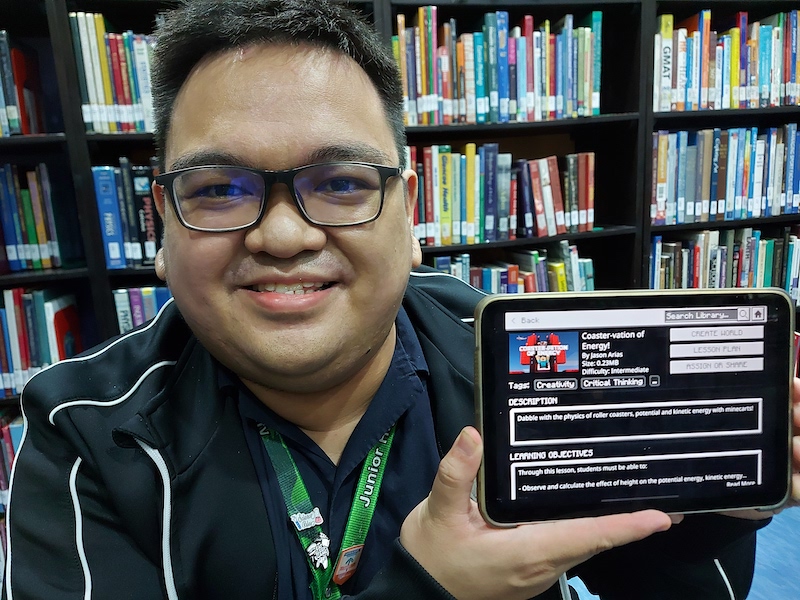Jason Arias photographed on March 20, 2023, just days after his "Coaster-vation of Energy" lesson debuted in Minecraft Education’s in-game library.