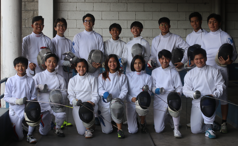 Front row kneeling from left: Derek Perez, Julian Rosaros, Elianna Tutor, Patricia Cablay, Althea Lim, Iñaki Torres, and Jacob Regala; second row standing from left: Jarod Clarin, Matt San Diego, Toby Cabrera, Mairon Moulic, Adam Aceron, Faber Cabrera, Zebastian Lagro, and Angelo Delos Santos
