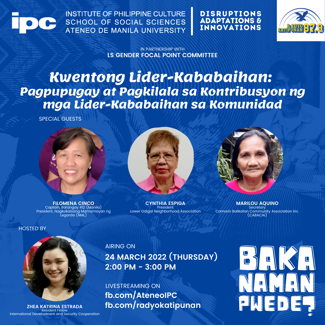 Kwentong Lider-Kababaihan:  Pagpupugay at Pagkilala sa Kontribusyon ng mga Lider-Kababaihan sa Komunidad