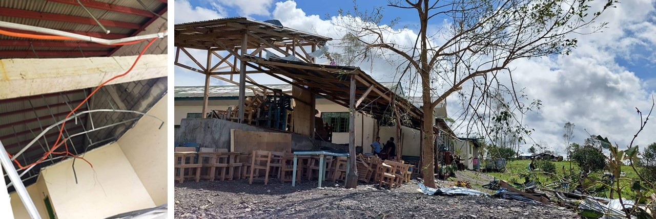 Tagumpay Nagano HS (left) and Pagtalunan HS (right) after Super Typhoon Karding