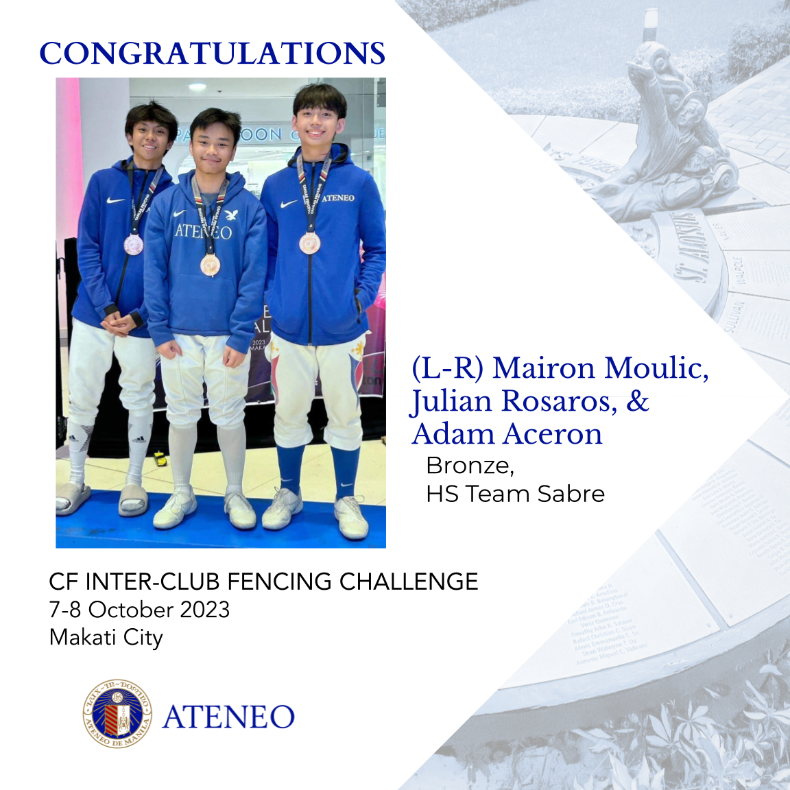 The HS Team Sabre bronze medalists