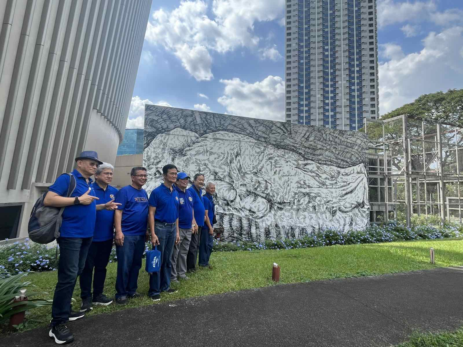 Some members of Ateneo College Batch 1975 pose at the Arete grounds during their e-jeep tour