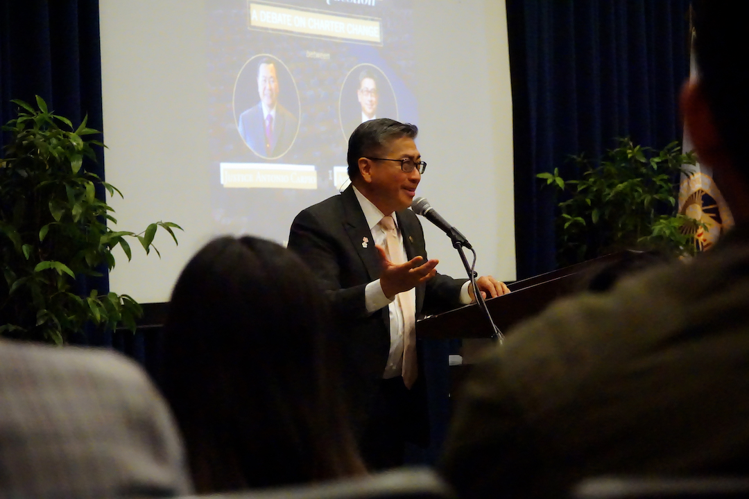 Atty Abad takes the podium for his position