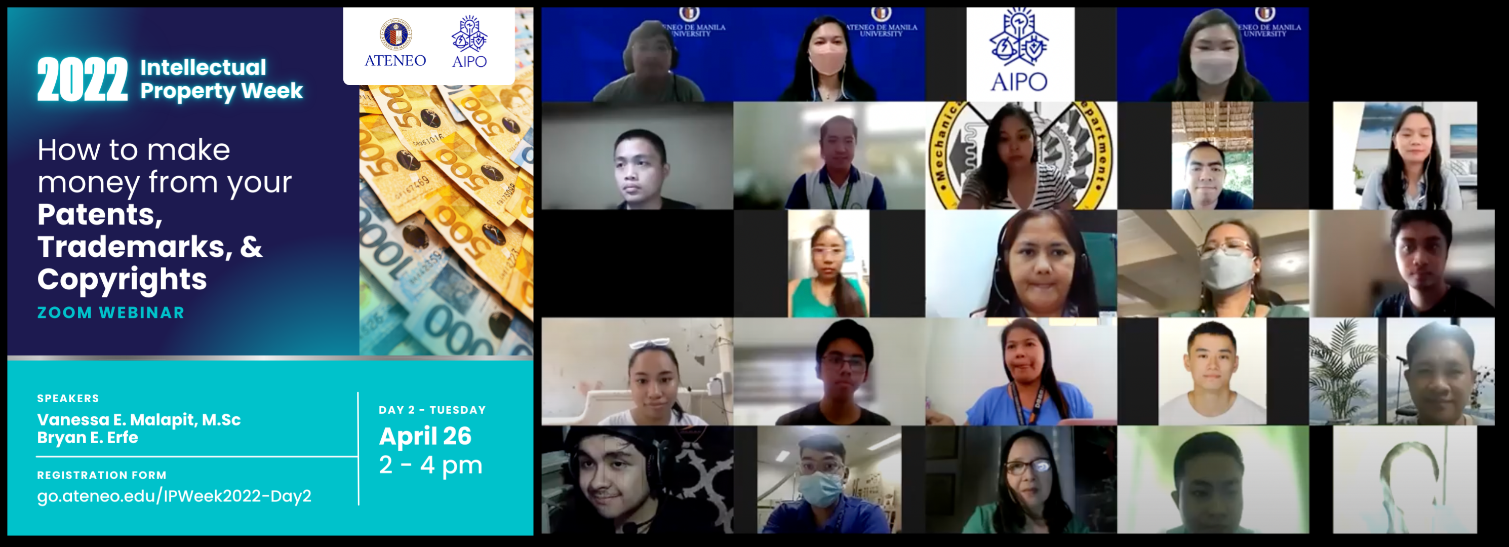 Image: IP Week Day 2 Poster and online participants