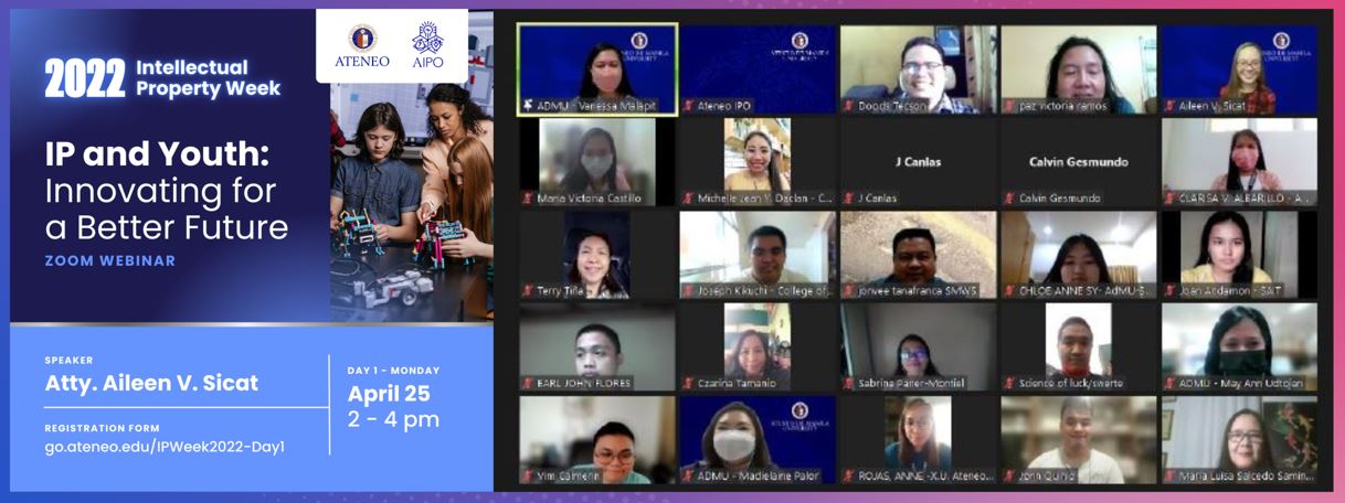 Image: IP Week Day 1 Poster and online participants