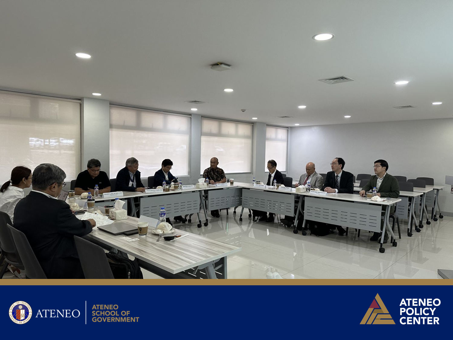 On 28 February 2024, the Ateneo School of Government, facilitated by the Ateneo Policy Center, convened a meeting for a Japan study mission. The gathering centered on in-depth discussions regarding international maritime security, with a primary focus on emerging issues in the West Philippine Sea.  The Japanesedelegation was led by Mr. Kensuke Shimura, Chief Policy Analyst at the Mitsubishi UFJ Research & Consulting (MURC), along with Mr. Susumu Takai, President of the Security Strategy Research Institute, Mr. Kentaro Nishimoto, Professor of Tohoku University, and Ms. Keiko Tsuyama, Chief, Office of Policy Planning and Coordination on Territory and Sovereignty, Cabinet Secretariat, Government of Japan.  The delegation was welcomed by Dr. Philip Arnold P. Tuaño, Dean of the Ateneo School of Government and engaged with scholars on matters about maritime security: Dr. Ronald U. Mendoza, Senior Economist at the Ateneo Policy Center, Dr. Kenneth Y. Harington-Go, Senior Research Fellow at the Ateneo School of Government, RAdm Rommel Jude G. Ong, Senior Research Fellow and Professor of Praxis at the Ateneo School of Government, Dr. Alma Maria O. Salvador, Assistant Professor at the Department of Political Science, and Dr. Leslie A. Lopez, Director of the Development Studies Program at the Ateneo de Manila University raised important questions and issues to creatively enhance the discourse surrounding security, leadership, and international law.