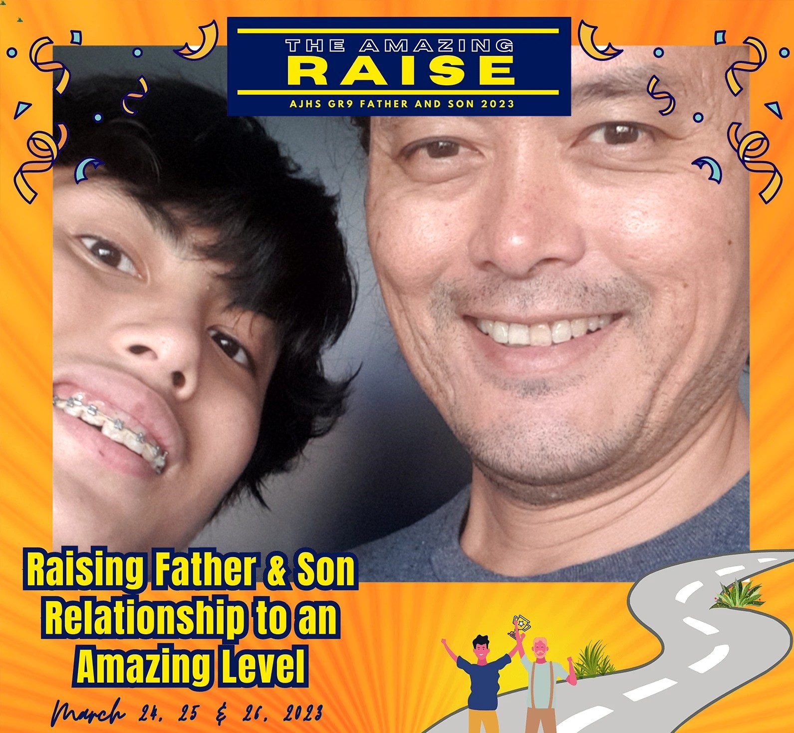 The author of this piece (right) with his son Cyril    