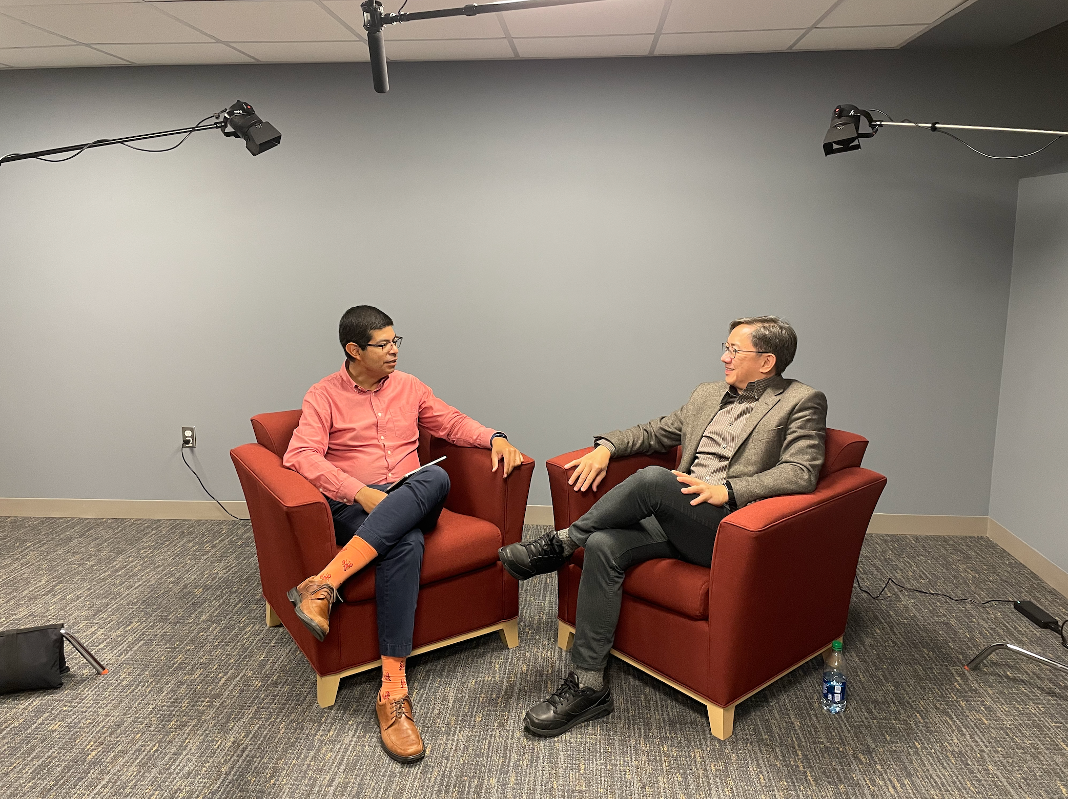 Fr Go and Dr Blanco in CDIL’s recording studio