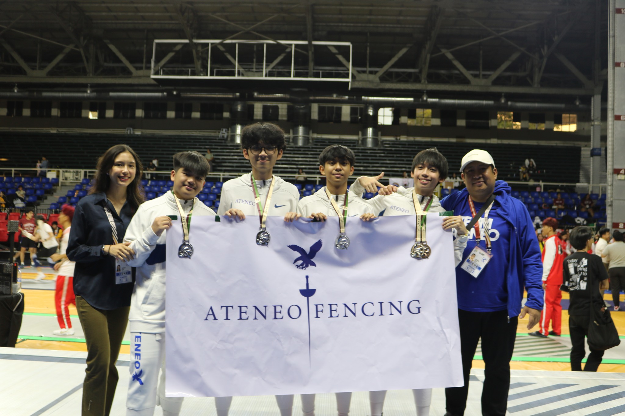 (L-R) Coach Bekah Reyno, Joaquin Ronsayro, Matthew General, Mairon Moulic, Adam Aceron, Coach Edward Daliva