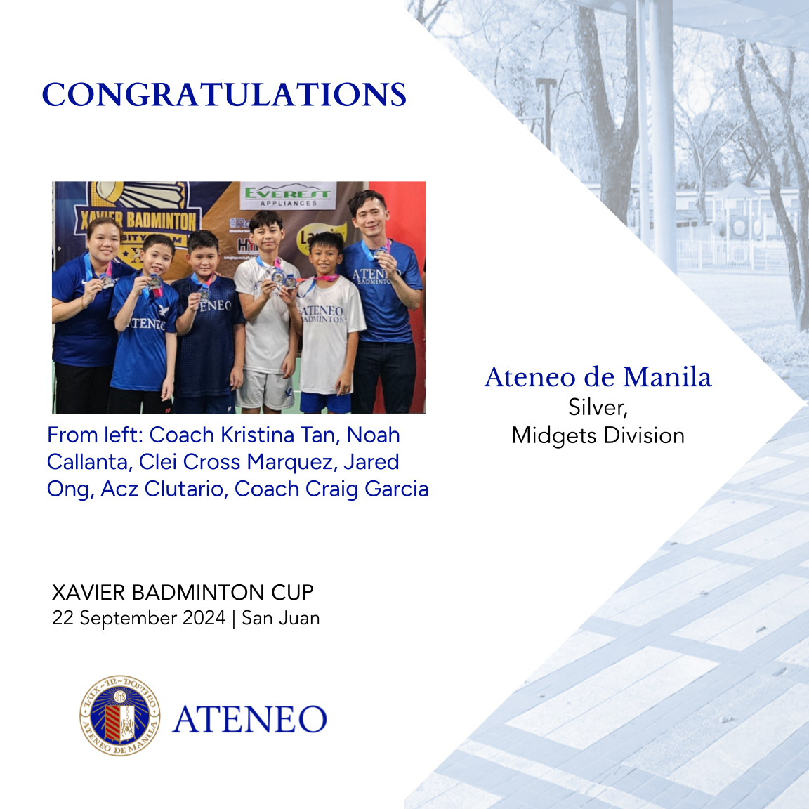 Ateneo wins silver in first ever Xavier Badminton Cup