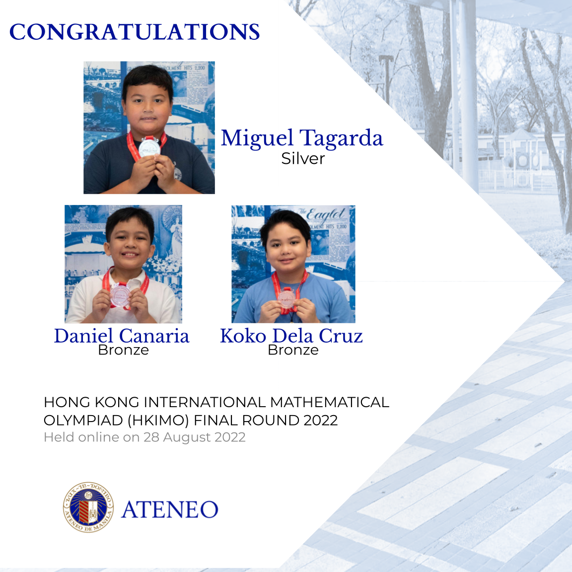 The AGS' HKIMO Final Round medalists