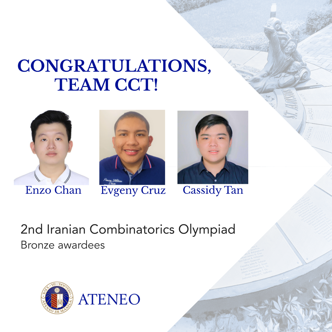 Enzo Chan, Evgeny Cruz, Cassidy Tan