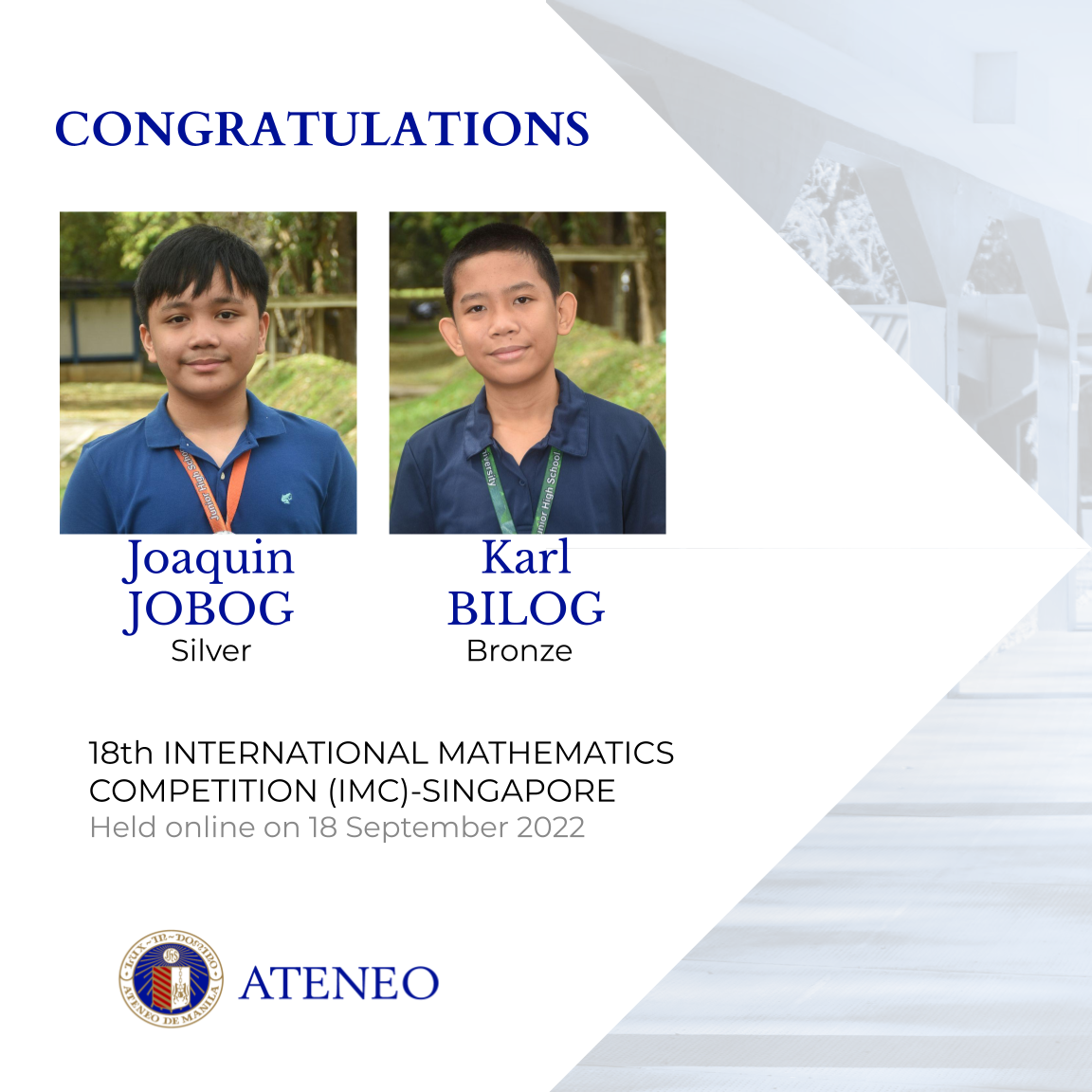 IMC-Singapore awardees Joaquin Jobog and Karl Bilog  