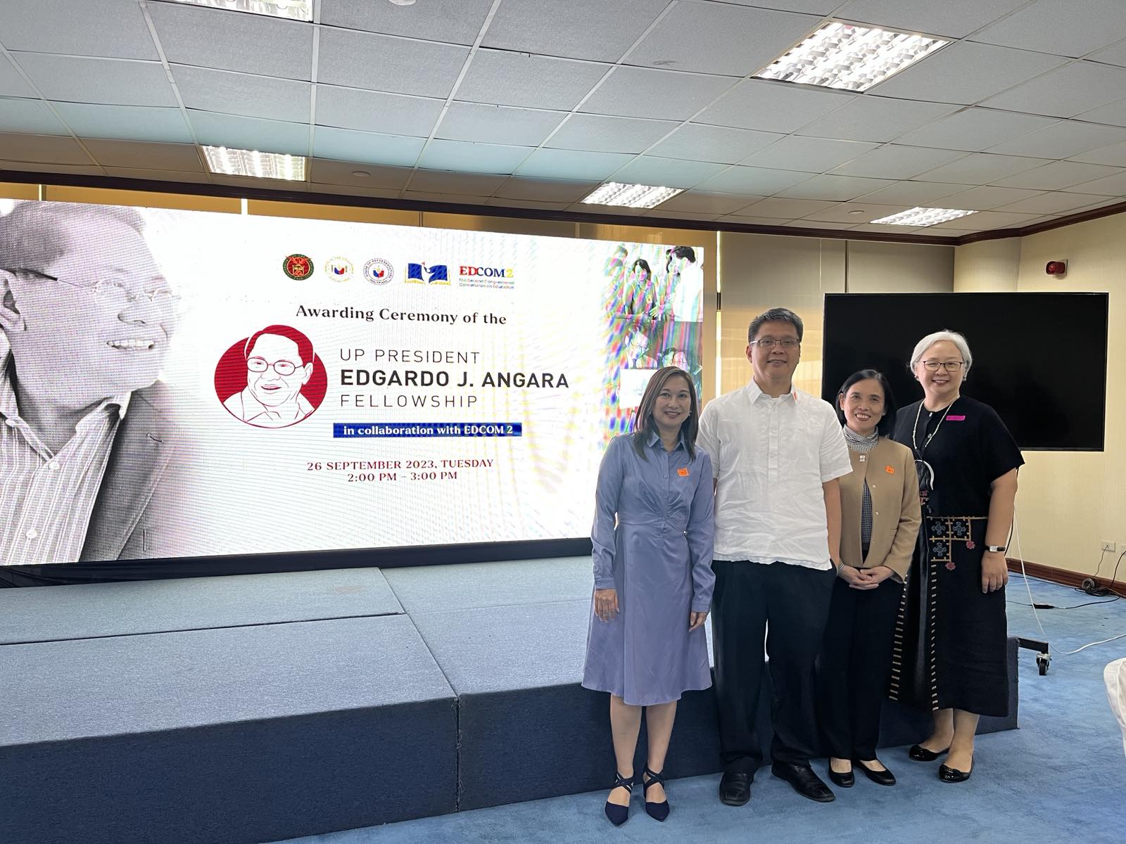 Dr Hechanova-Alampay, Dr Vergara, Dr Cuyegkeng, and Dr Rodrigo at the UP PEJA Fellowship Awards