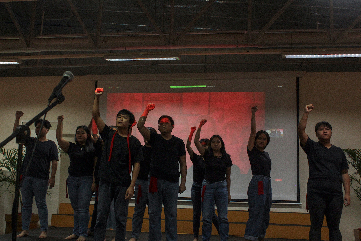 Members of Ateneo ENTABLADO perform a rousing presentation on the abuses of the regime