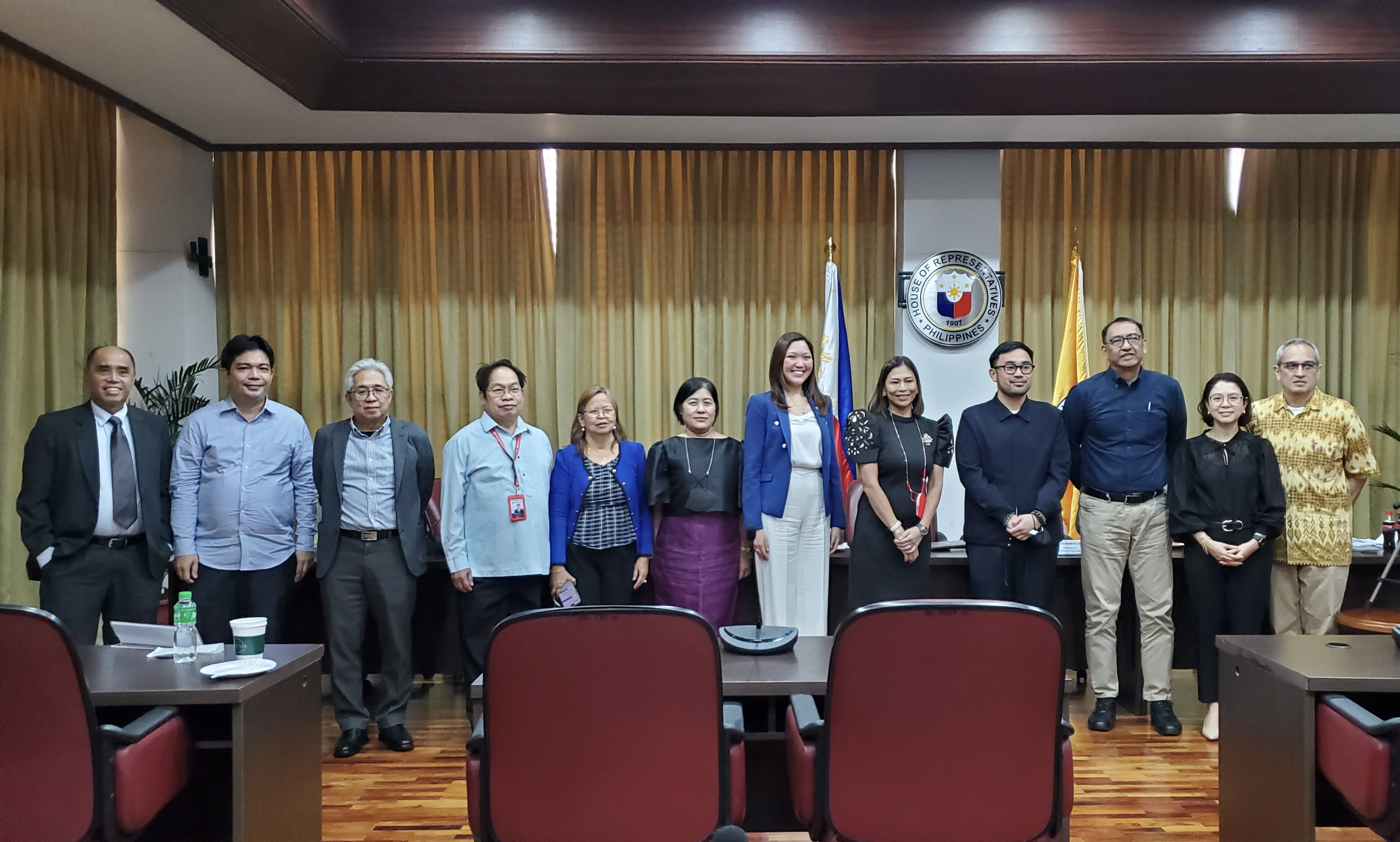 L-R: Dr. Renato Reside, Dr. Lawrence Dacuycuy, Dr. Fernando Aldaba, ED Manuel Aquino, Dr. Herminigilda Gabertan, Dr. Marites Tiongco, Hon. Mikaela Angela Suansing, Hon. Stella Luz Quimbo, Hon. Christopher De Venecia, Dr. Romulo Miral, Dr. Majah Ravago, and Prof. Herman Kraft.