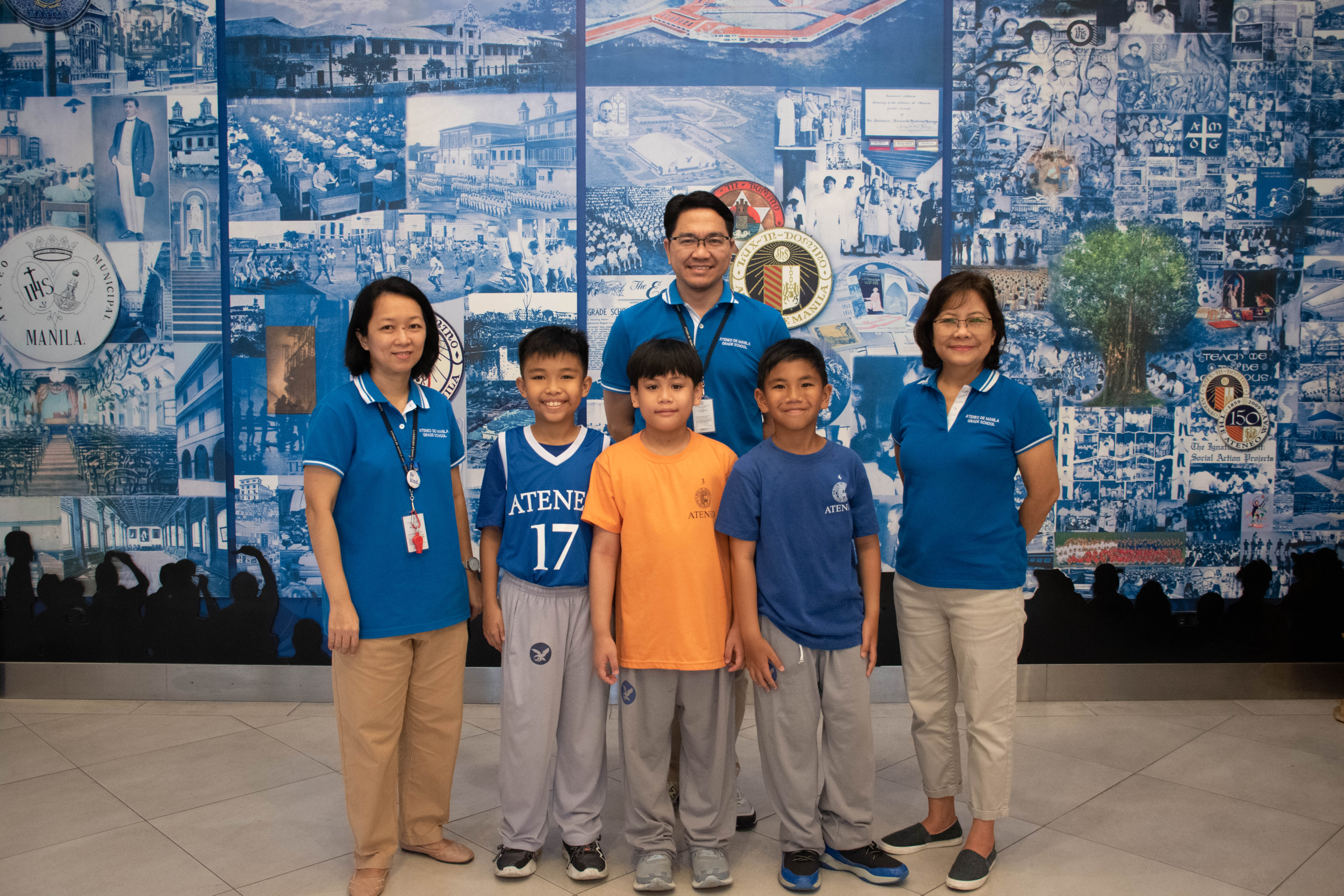 (Front row from left) Grace Yn, Julian German, Magnus Arrojado, Ethan Alferez, Vivian David; behind them: Jervy Robles  