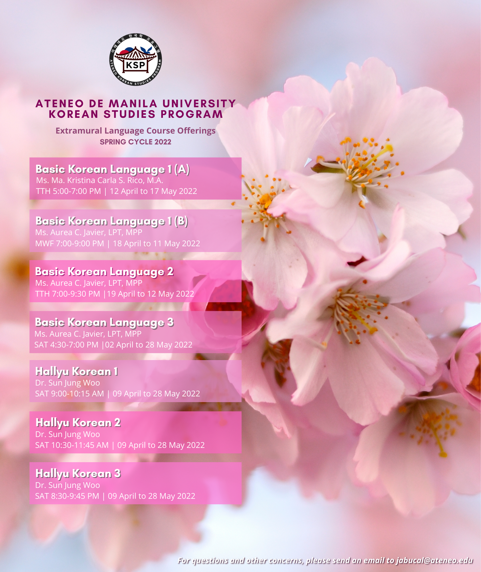 Online Extramural Language Courses for Spring Cycle 2022