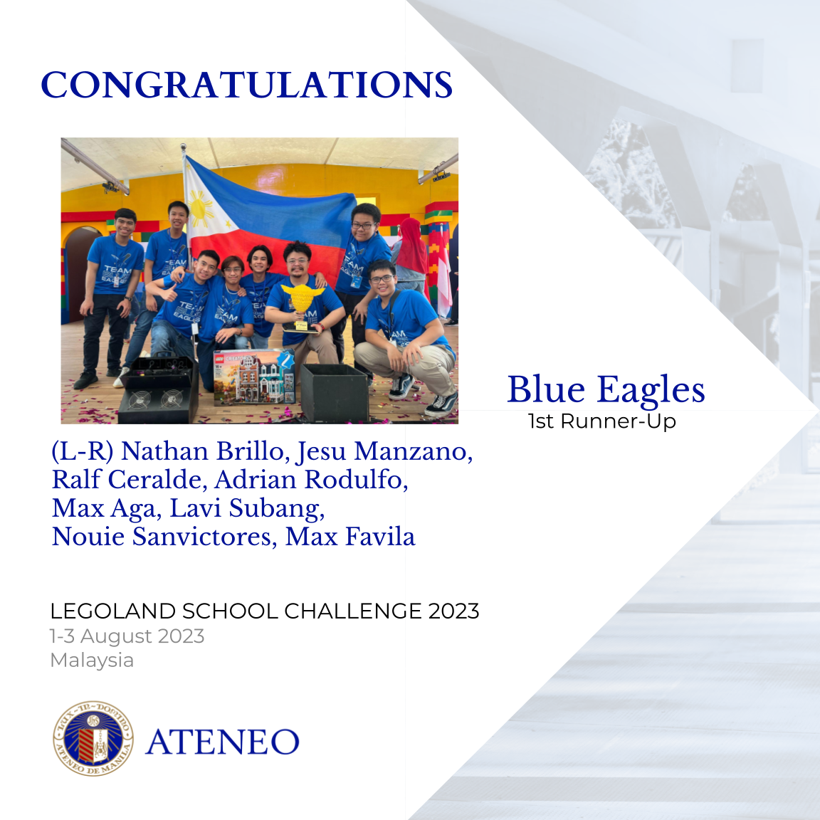 The Ateneo JHS Lego team, a.k.a. The Blue Eagles