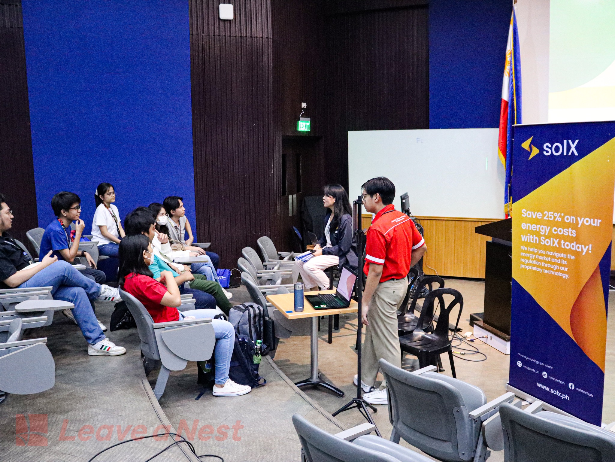 Image: SolX Technologies discussing with the students their energy solutions, photo grabbed from the official Facebook page of Leave a Nest Philippines