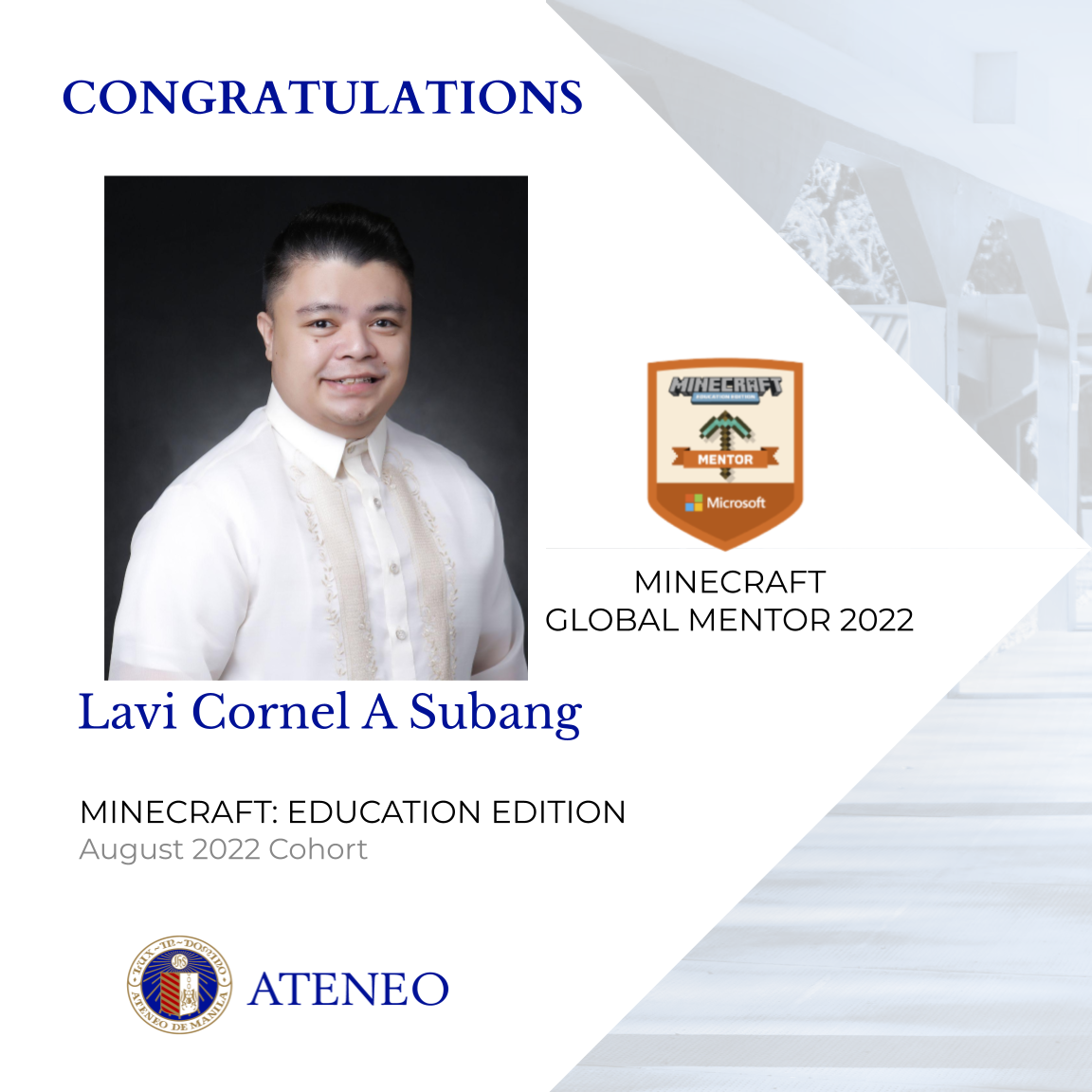 Lavi Subang, Minecraft Global Mentor 
