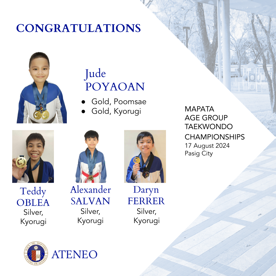 Ateneo's MAPATA 2024 Age Group medalists  