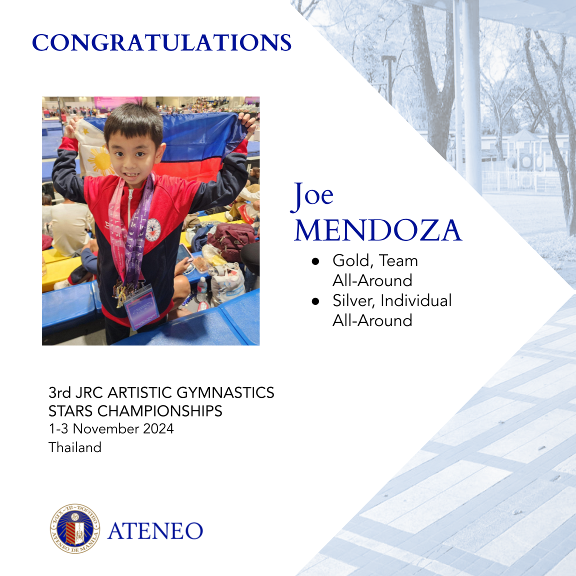 AGS Grade 2 gymnast Joe Mendoza in Thailand