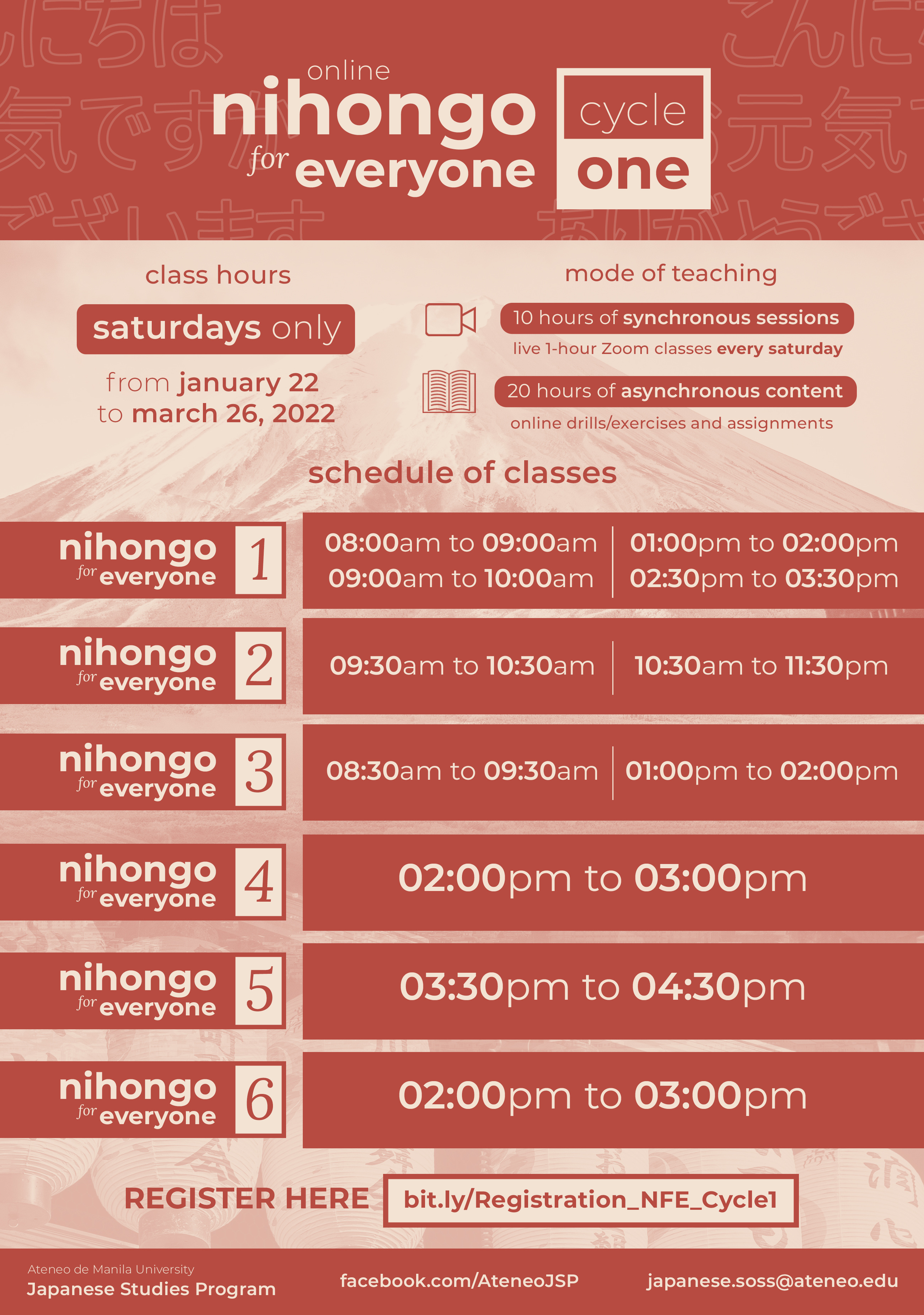 Nihongo for Everyone Cycle 1 2022 poster