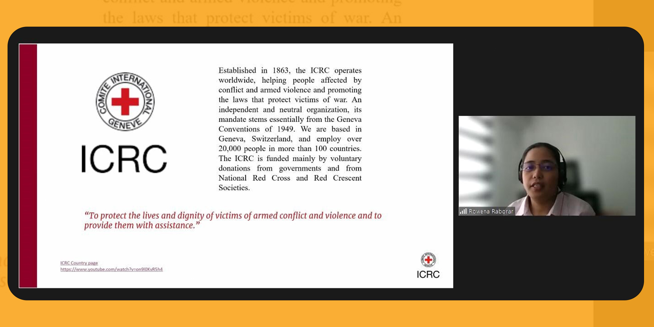 Zoom Screenshot of Weng Raborar and Presentation