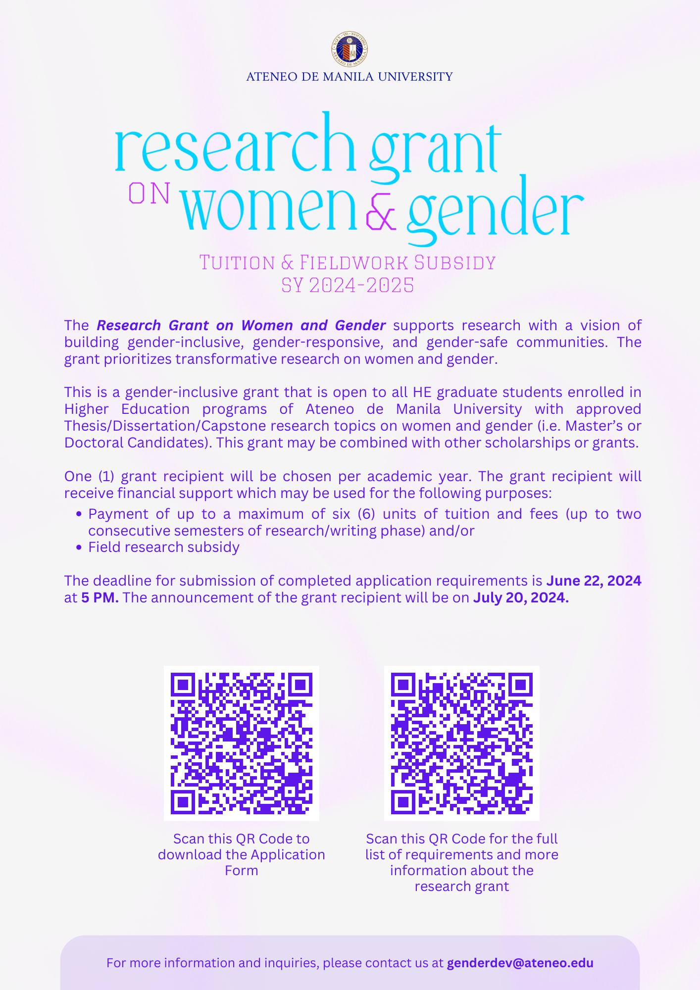 Research Grant on Women and Gender