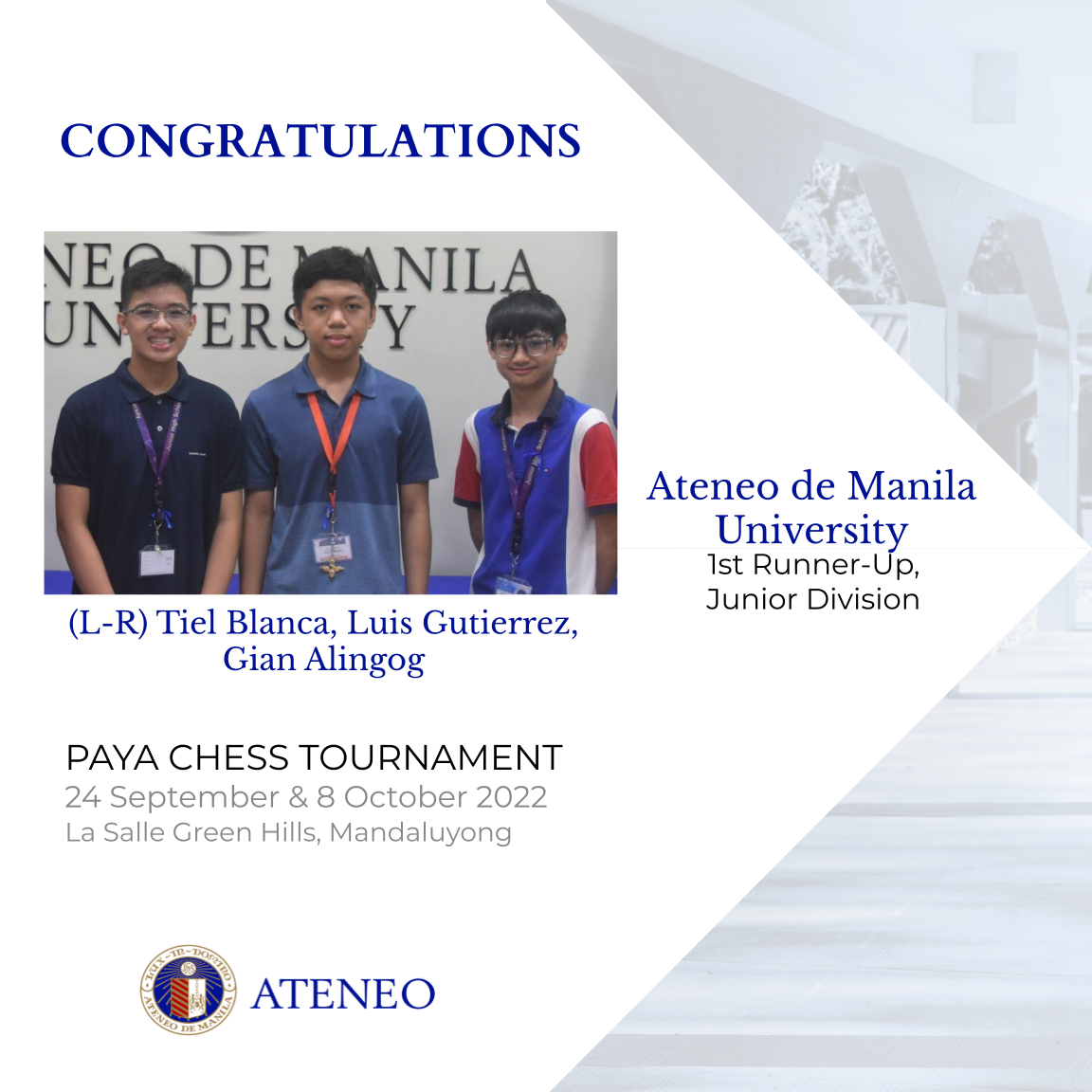 (L-R) Tiel Blanca, Luis Gutierrez, Gian Alingog