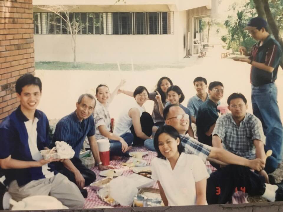 In 1998, with her colleagues from the Theology and Philosophy Departments, a picnic behind Dela Costa. Photo courtesy of Trish Lambino