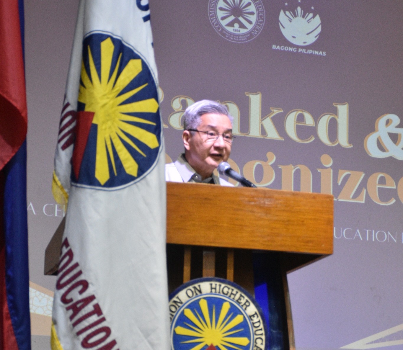 Fr Yap at the "Ranked and Recognized" event of the Commission on Higher Education, 24 June 2025 (Image courtesy CHED International Affairs Service)
