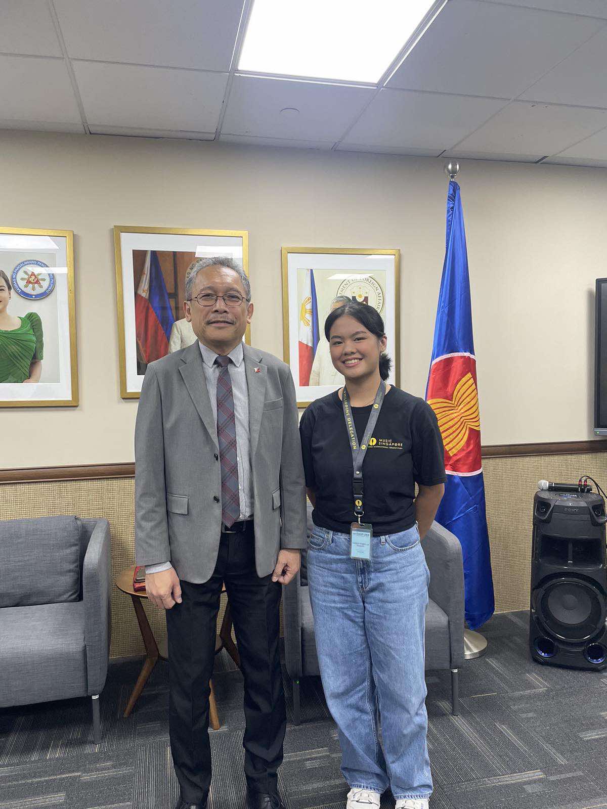 Raeka Raquel with Ambassador Medardo Macaraig, Philippine Envoy to Singapore